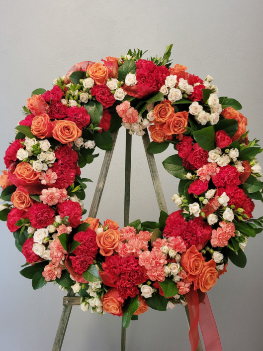 sympathy wreath, bespoke flower arrangements